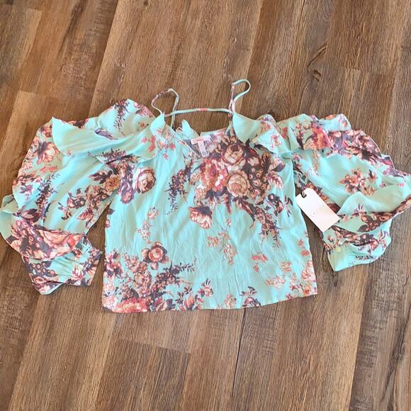 Leith Cold Shoulder Ruffle Blouse Top S - Picture 4 of 10